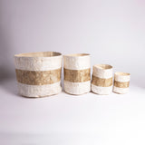 Natural Madagascar Silk Basket - Striped