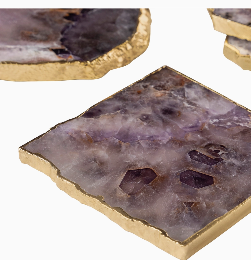 Dazzle Amethyst Coasters, Set of 4