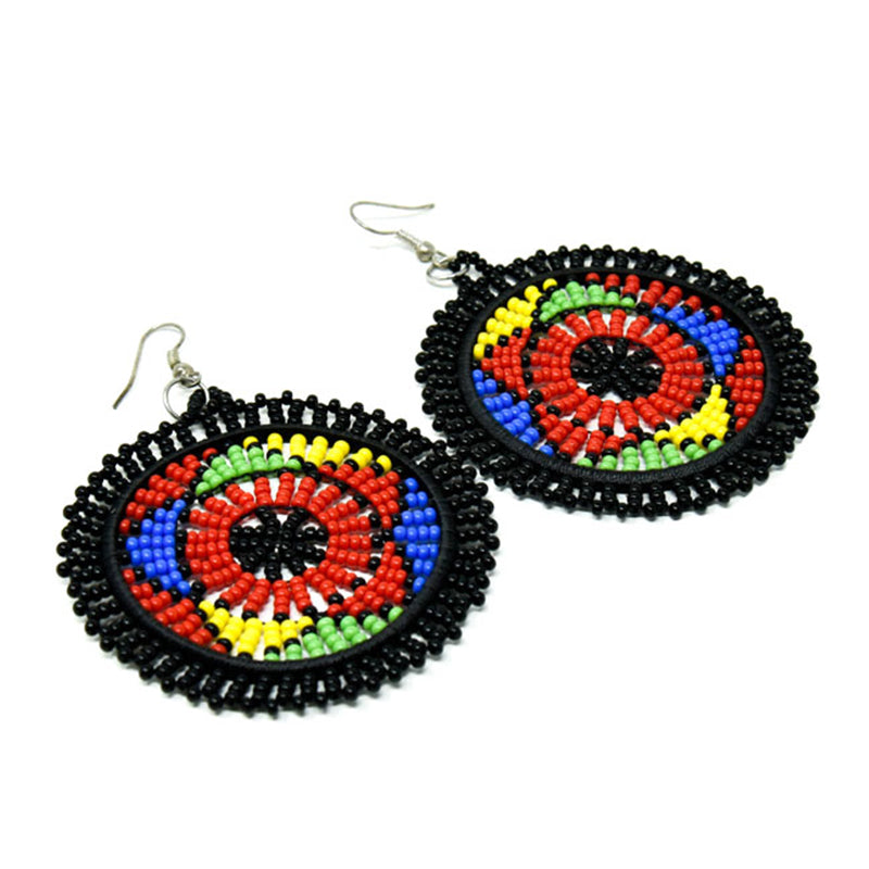 Duara Beaded Earrings Black & Multi Colors-1