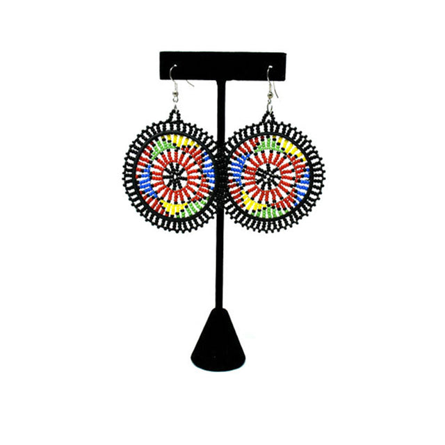 Duara Beaded Earrings Black & Multi Colors-0