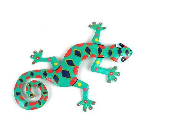 8 Inch Spotted Metal Gecko