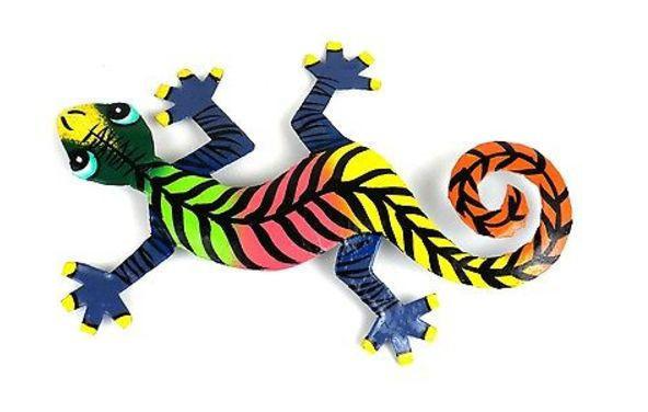 8 Inch Striped Metal Gecko