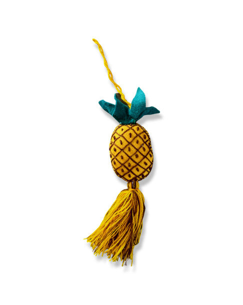 Embroidered Pineapple Mexican Oaxaca Yarn Ornament Pom Pom