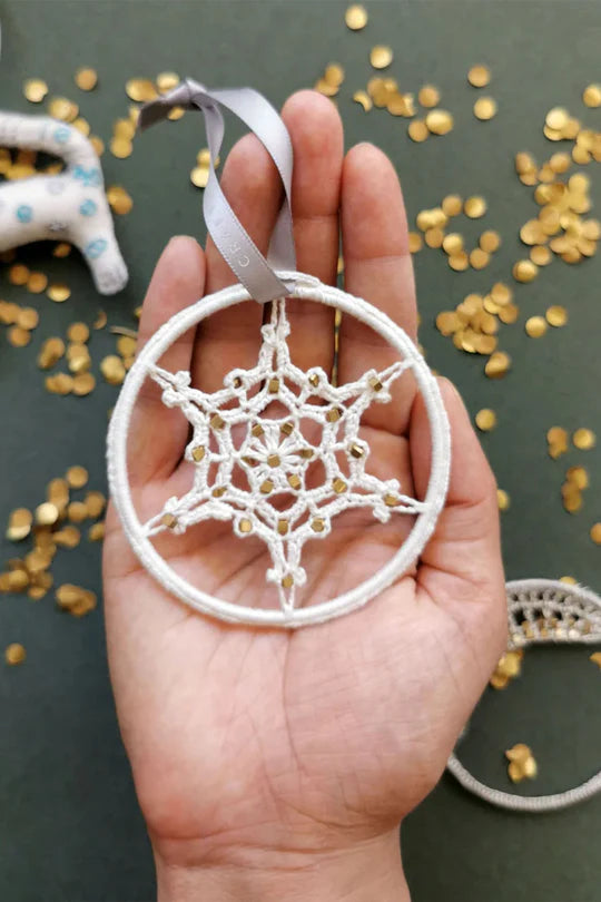 Eternal Snowflake Ornament, Crafted by Afghan refugees living in India