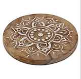 Fairtrade Hand Carved Wood Mandala Trivet