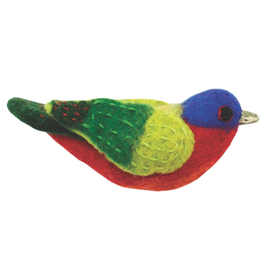 Felt Bird Garden Ornament - Painted Bunting