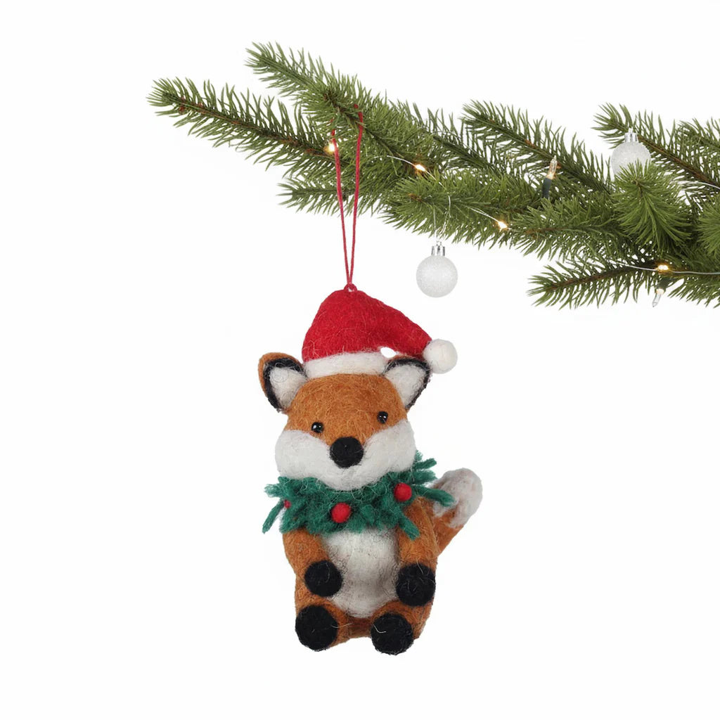 Fox and Wreath Felt Ornament