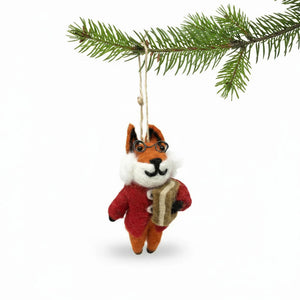Foxy Scholar Felt Ornament