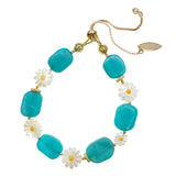 Amazonite With Floral Charms Bracelet GB008-2