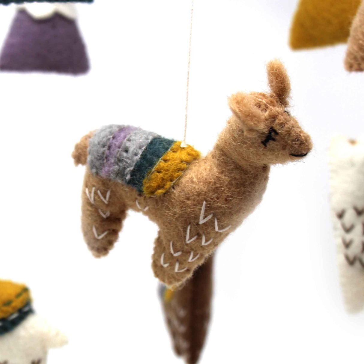 Hand Crafted Felt Little Llamas Mobile Baby Nursery Decor