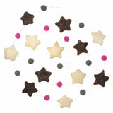 Hand Crafted Felt from Nepal: Stars Garland, Grey/Pink