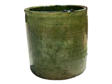 Handmade Moroccan Vintage Shaded Green Glaze Tamegroute Planter/Pot: Unique Ceramic Pottery for Plants or Utensils-4