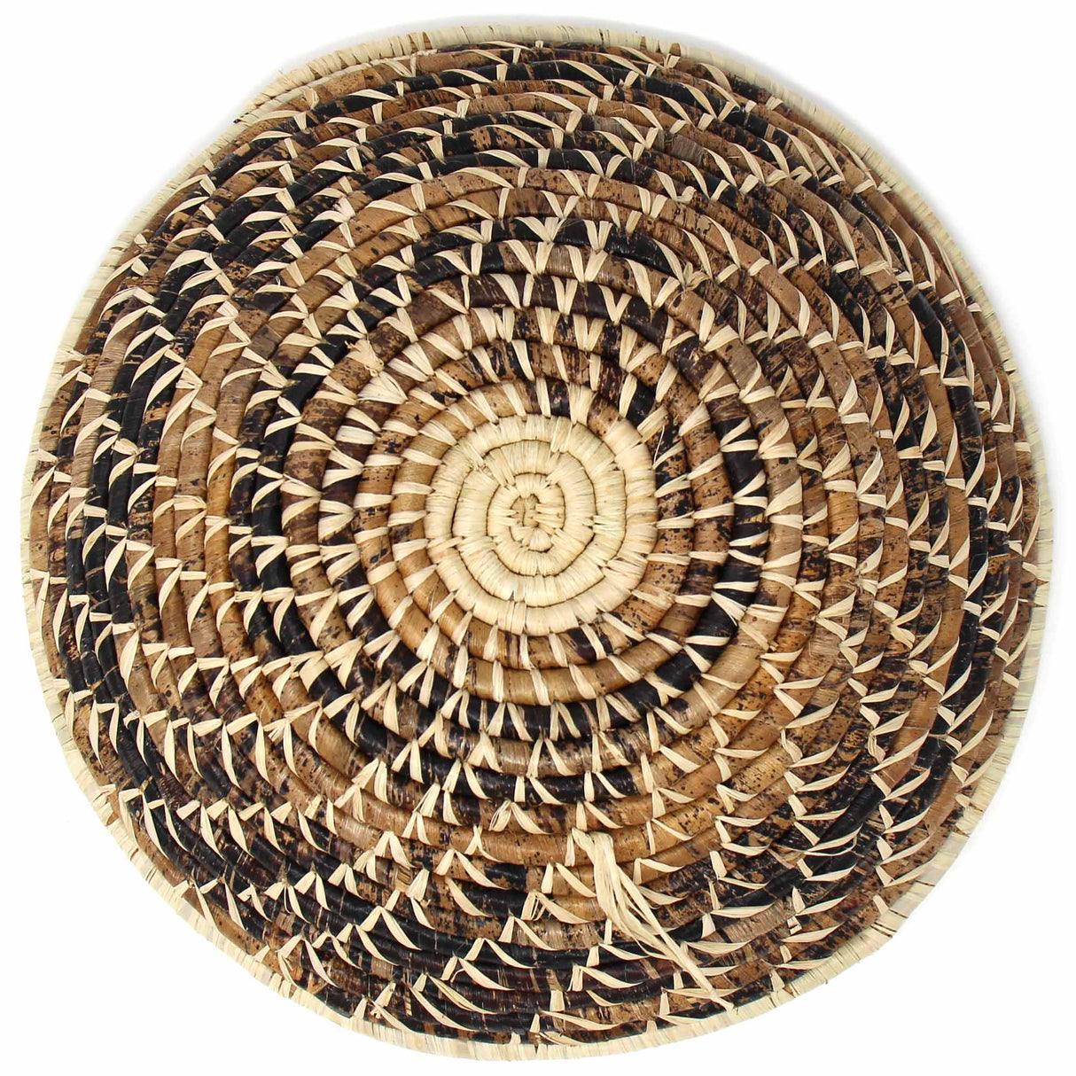 Woven Sisal Basket, Wheat Stalk Spirals In Natural