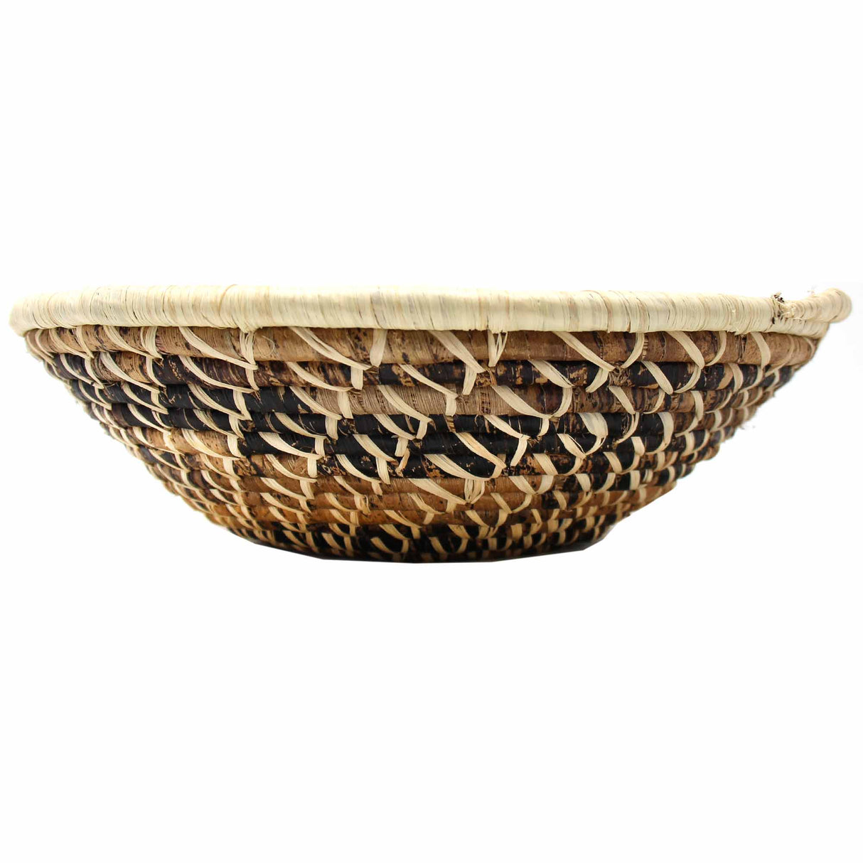 Woven Sisal Basket, Wheat Stalk Spirals In Natural