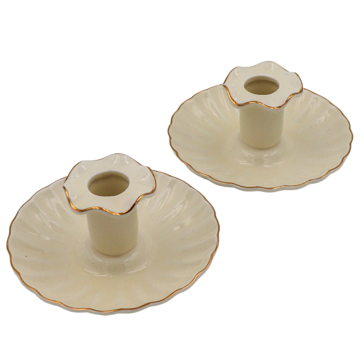 Gilded Cream Candle Holder - Pair