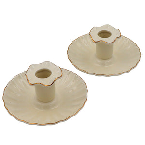 Gilded Cream Candle Holder - Pair