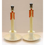 Gilded Cream Candle Holder - Pair