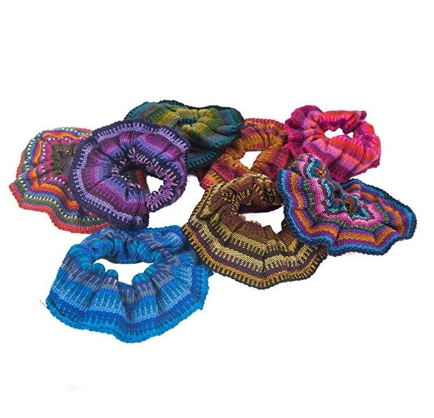 Guatemala Cotton Hair Scrunchies Tie Elastic Woven Multicolored Peru Assorted