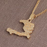 18k Gold Plated Haiti Map Pendant Necklace for Men and Women -6