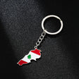 Enameled Lebanon Flag Map Charm Keychain Stainless Steel 18K Gold Plated Key Chain-6