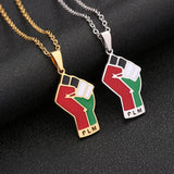 Enameled Palestine Flag Map Chain Necklace Stainless Steel 18K Gold Plated-3