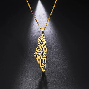 Enameled Palestine Flag Map Chain Necklace Stainless Steel 18K Gold Plated-32