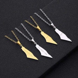 Enameled Palestine Flag Map Chain Necklace Stainless Steel 18K Gold Plated-3