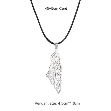 Enameled Palestine Flag Map Chain Necklace Stainless Steel 18K Gold Plated-17