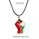 Enameled Palestine Flag Map Chain Necklace Stainless Steel 18K Gold Plated-8