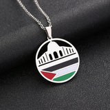 Enameled Palestine Flag Map Chain Necklace Stainless Steel 18K Gold Plated-12