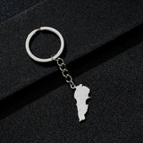 Enameled Lebanon Flag Map Charm Keychain Stainless Steel 18K Gold Plated Key Chain-7