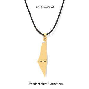 Enameled Palestine Flag Map Chain Necklace Stainless Steel 18K Gold Plated-35