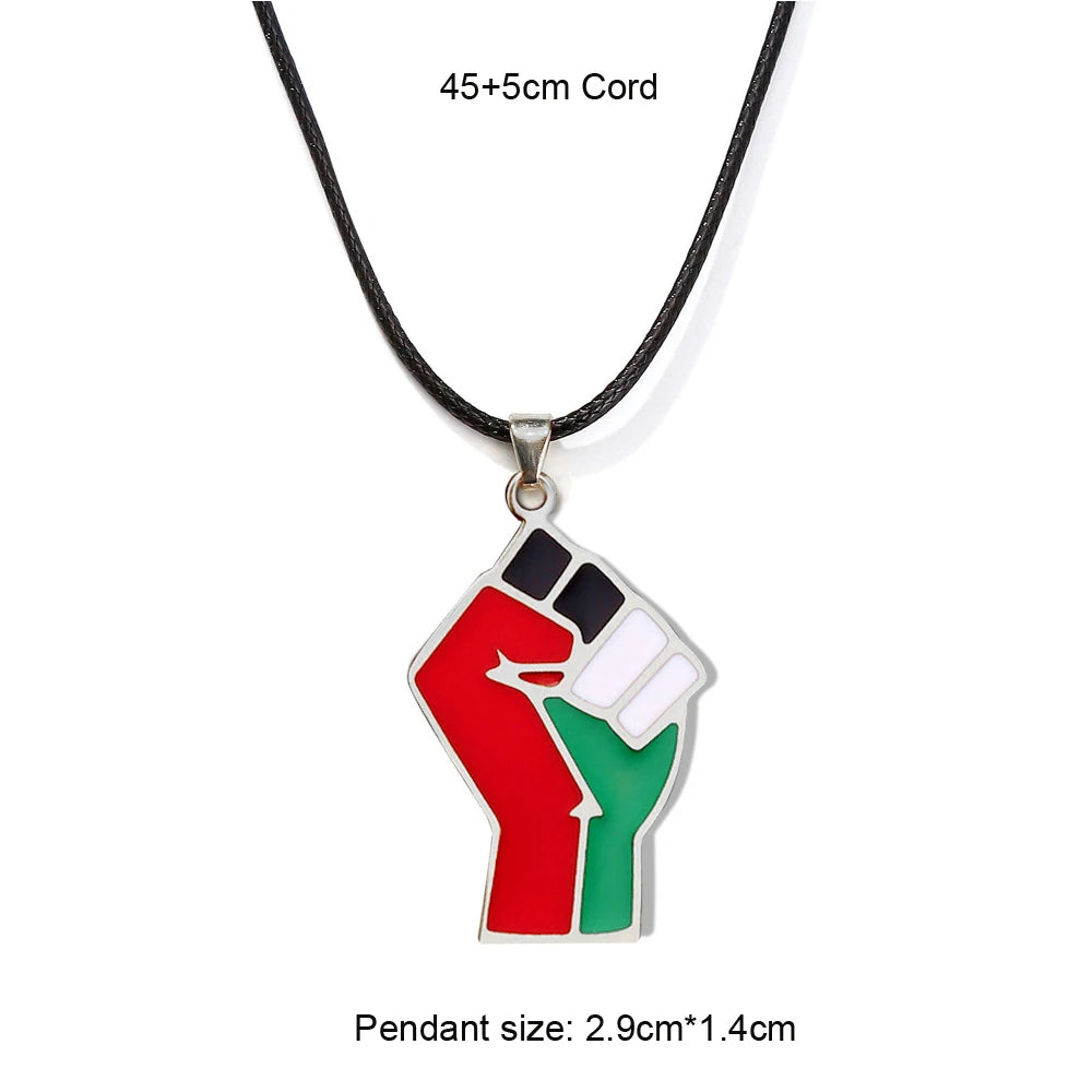 Enameled Palestine Flag Map Chain Necklace Stainless Steel 18K Gold Plated-9
