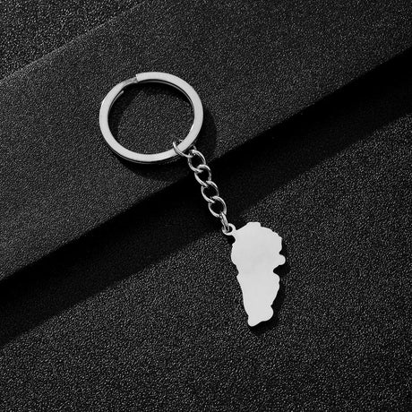 Enameled Lebanon Flag Map Charm Keychain Stainless Steel 18K Gold Plated Key Chain-16