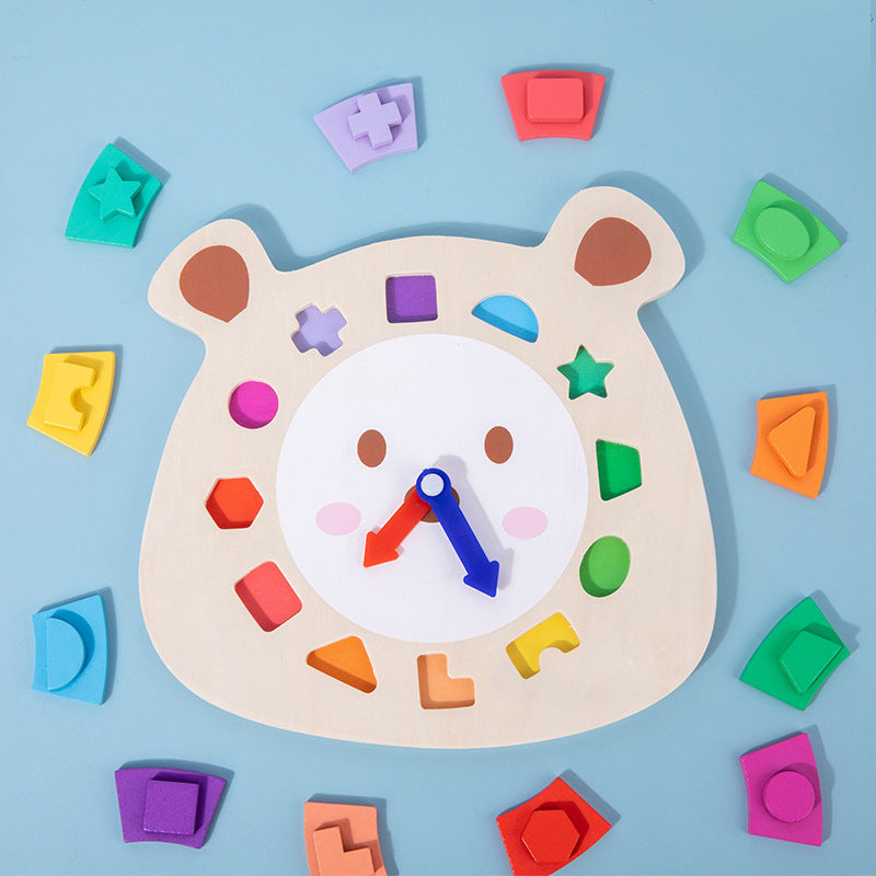 Bear Puzzle Wooden Clock Toy-4