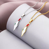 Enameled Palestine Flag Map Chain Necklace Stainless Steel 18K Gold Plated-0