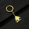 Enameled Lebanon Flag Map Charm Keychain Stainless Steel 18K Gold Plated Key Chain-21