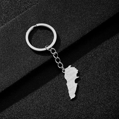 Enameled Lebanon Flag Map Charm Keychain Stainless Steel 18K Gold Plated Key Chain-10