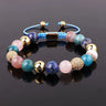 High Quality New Design 10mm Natural Stone Lapis Lazuli Apatite Stone Gemstone Gold CZ Beaded Macrame Bracelet Women-6