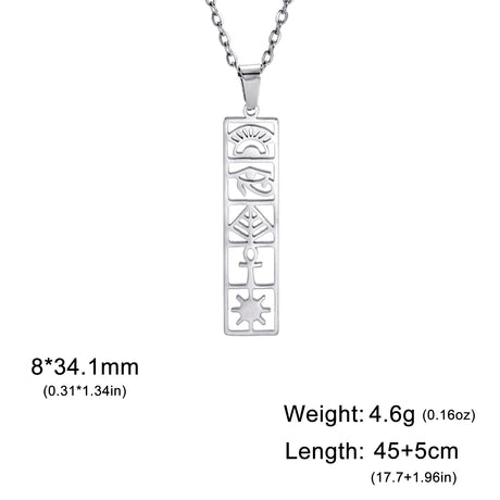 Eye of Horus Ankh Cross Necklace Egyptian Cartouche Hieroglyph Stainless Steel Pendant -6