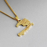 18k Gold Plated Haiti Map Pendant Necklace for Men and Women -3