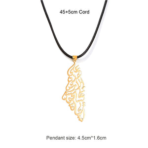 Enameled Palestine Flag Map Chain Necklace Stainless Steel 18K Gold Plated-16