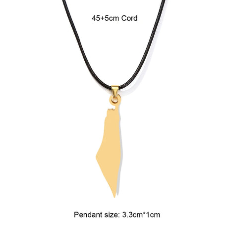 Enameled Palestine Flag Map Chain Necklace Stainless Steel 18K Gold Plated-33