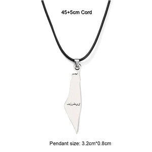 Enameled Palestine Flag Map Chain Necklace Stainless Steel 18K Gold Plated-36