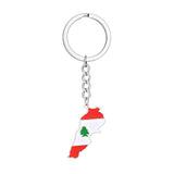 Enameled Lebanon Flag Map Charm Keychain Stainless Steel 18K Gold Plated Key Chain-2