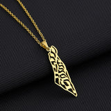Enameled Palestine Flag Map Chain Necklace Stainless Steel 18K Gold Plated-21