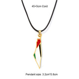 Enameled Palestine Flag Map Chain Necklace Stainless Steel 18K Gold Plated-18