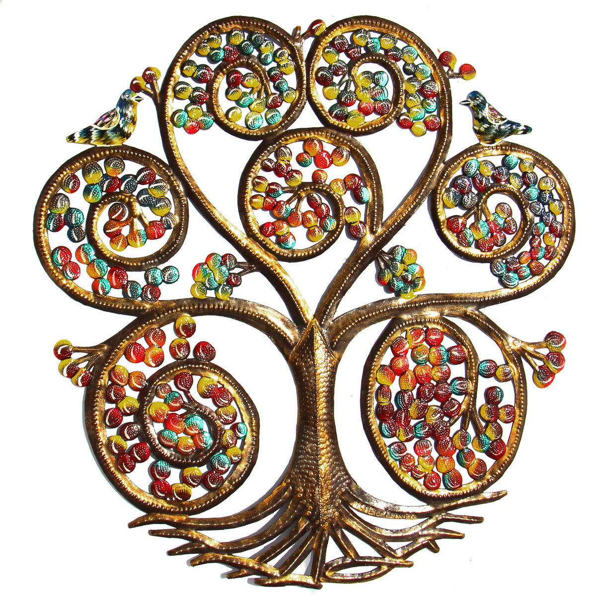 Autumn Spiral Tree of Life Haitian Steel Drum Wall Art