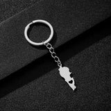 Enameled Lebanon Flag Map Charm Keychain Stainless Steel 18K Gold Plated Key Chain-12