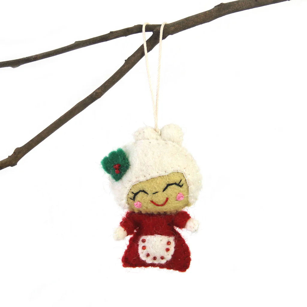 Hand Felted Christmas Ornament: Mrs. Claus